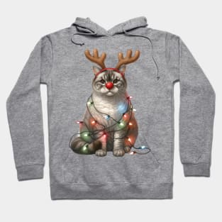 Christmas Red Nose Manx Cat Hoodie